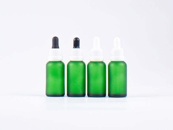 Grünglasflasche 30ml, mit Pipette OV weiss